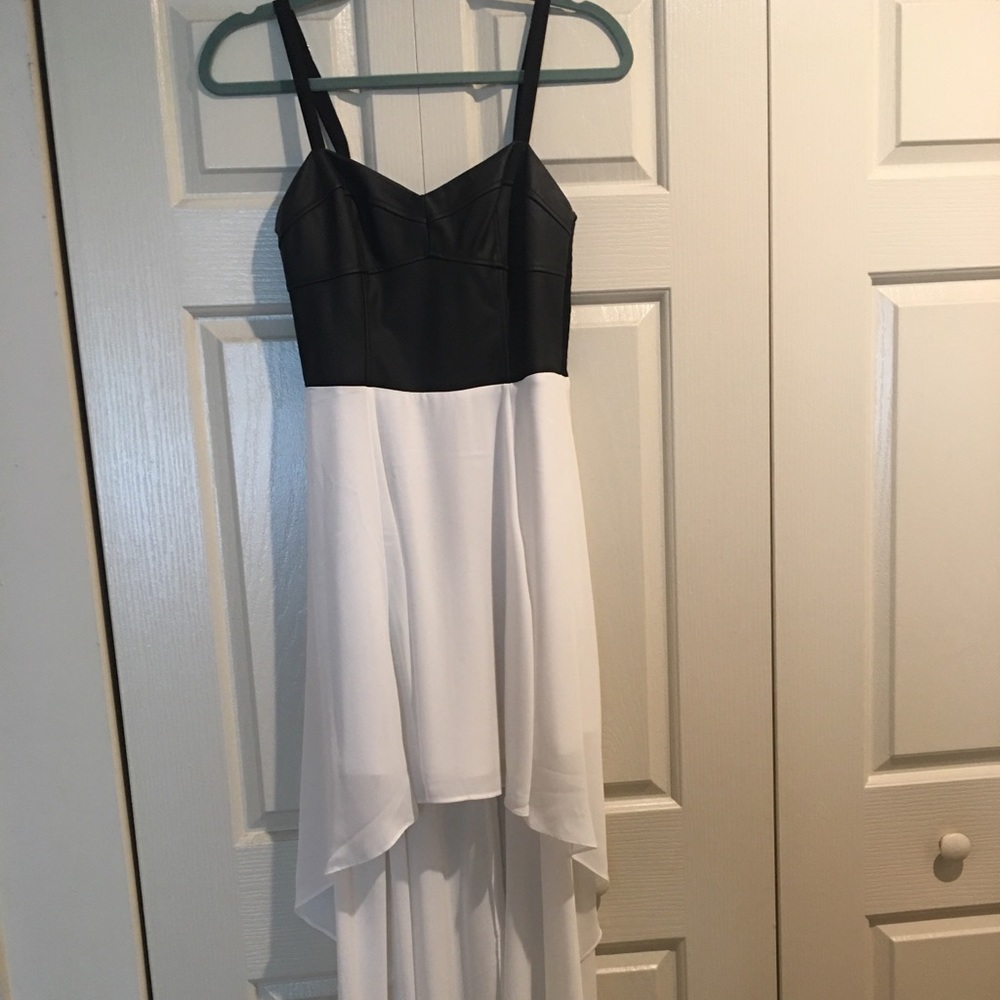 Express High Low Dress—Faux Leather and Flow!